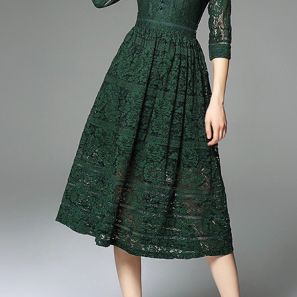 green emerald velvet dress Column 3/4 Sleeves Knee Length Lace Mother of the Bride Dress